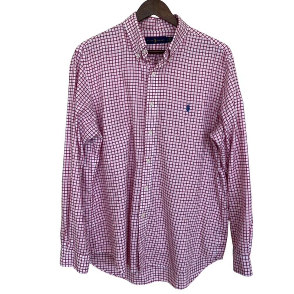 Ralph Lauren Men’s Pink and White Check Button-Down Shirt